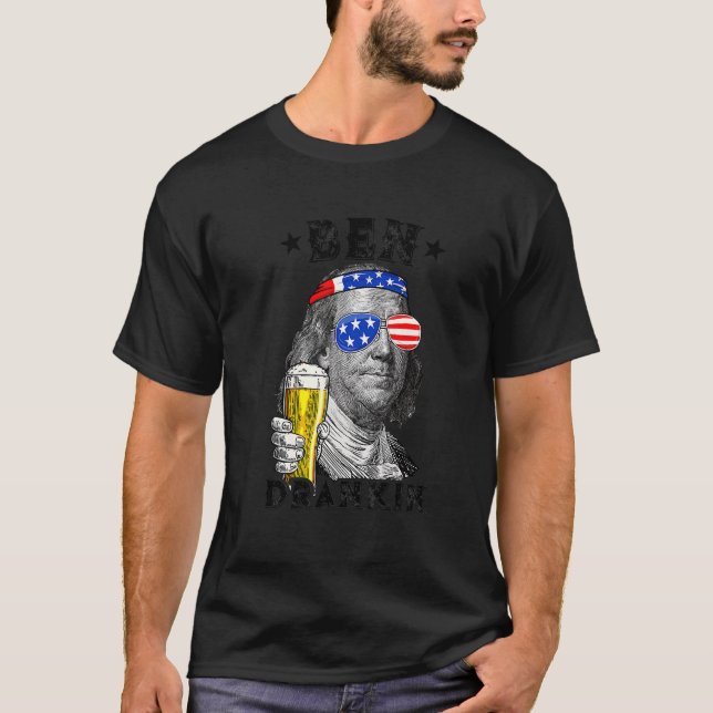Camiseta Ben Drankin 4 De Julho Benjamin Franklin Beber B (Frente)