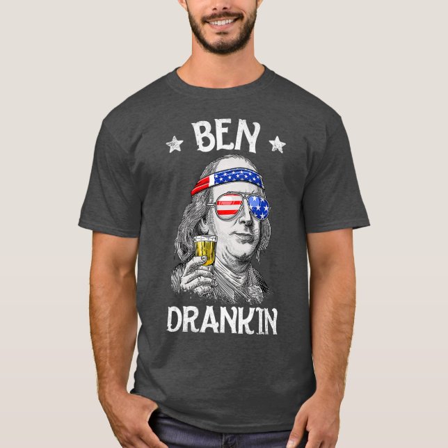 Camiseta Ben Drankin 4 de julho Benjamin Franklin Men (Frente)