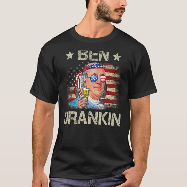 Camiseta Ben Drankin 4 De Julho Benjamin Franklin Men Amer (Frente)