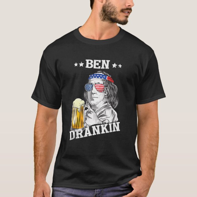 Camiseta Ben Drankin 4 de julho Patriótico Americano (Frente)