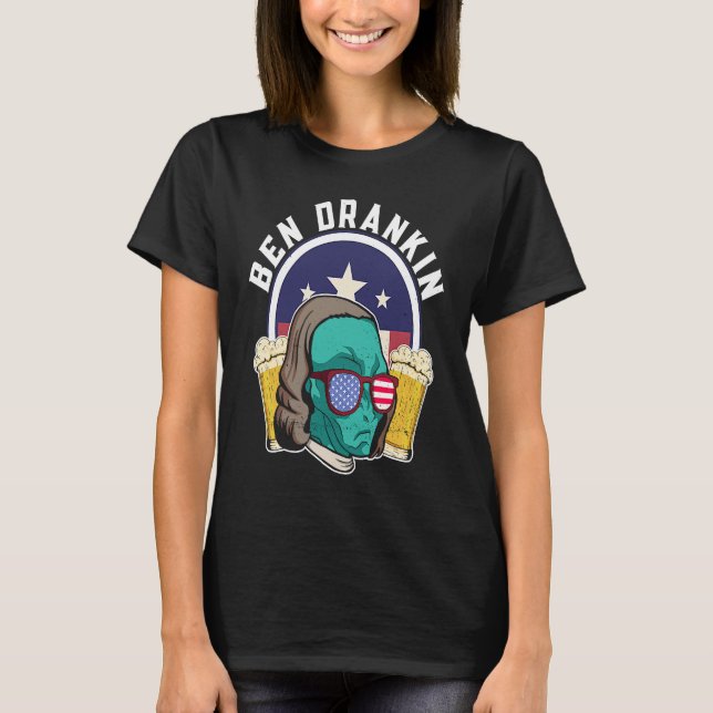 Camiseta Ben Drankin Alienígena EUA 4 de julho (Frente)
