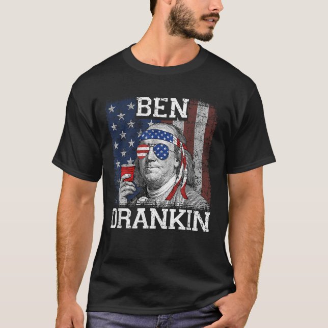 Camiseta Ben Drankin Beer 4 de julho Funny Patriotic USA (Frente)