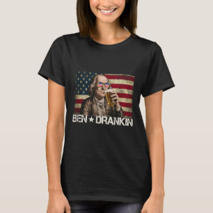 Camiseta Ben Drankin Funny Beer 4 De Julho Retro Usa Flag