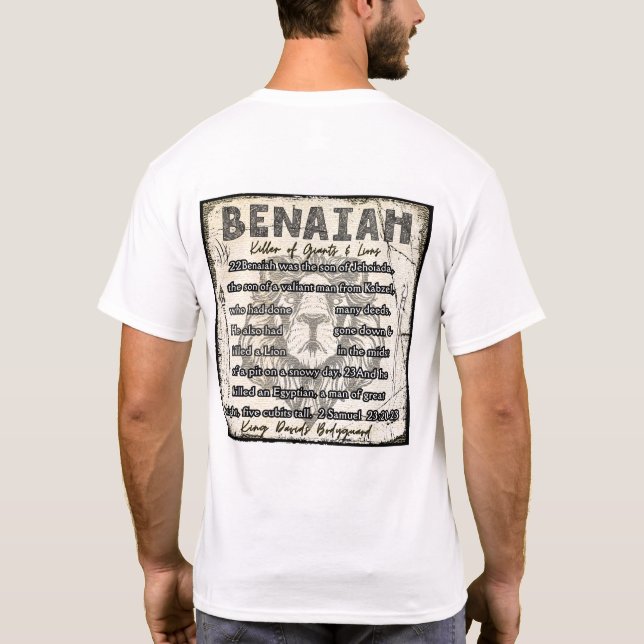 Camiseta Benaiah, Guarda-costas do Rei David 2 Samuel 23:20 (Verso)