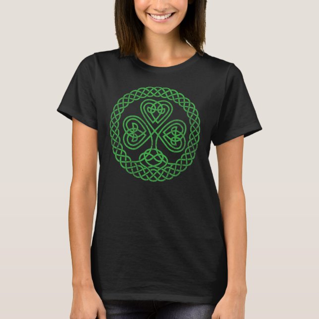 Camiseta Bênção Irlandesa Celtic Knot 4 Leaf Clover - Ruas (Frente)