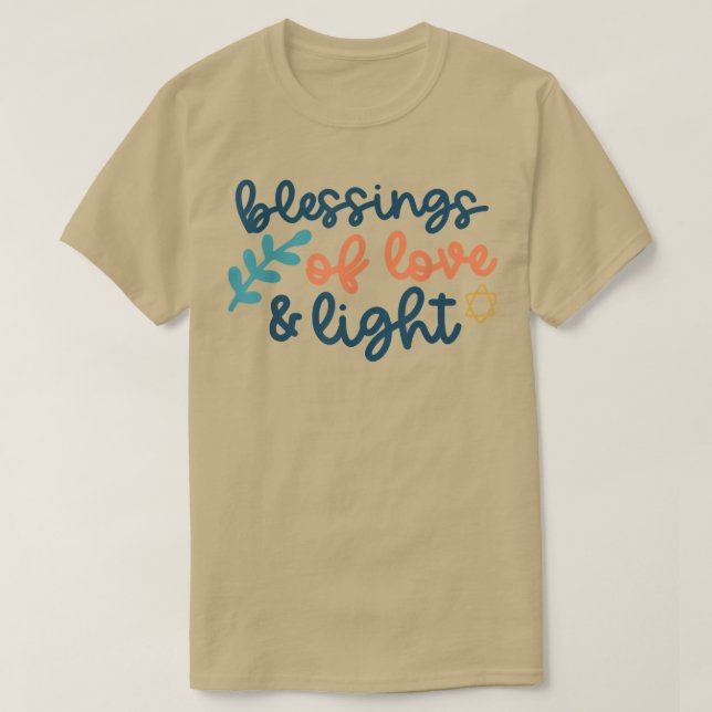 Camiseta Bênçãos ao Amor e Chanucá Menorah Jewis Luz (Frente do Design)