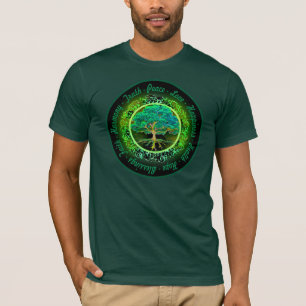 Camiseta Bênçãos, fé, árvore da harmonia da vida no verde