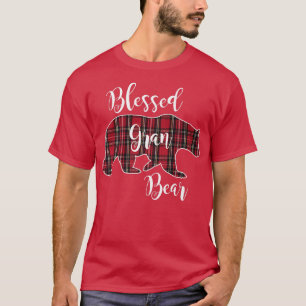 Camiseta Bênçãos, Urso Vermelho Tartan Xadrez Avó Gift94