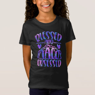 Camiseta Bendita e Obsecada por Tacos Garota Ousada Iridesc