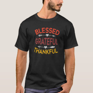 Camiseta Bendito Grato Agradecido Outono Outono Feliz Agrad