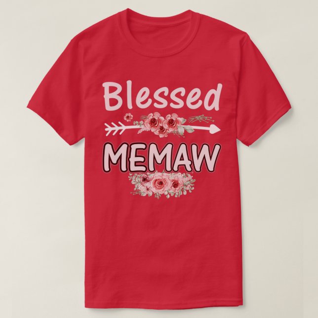 Camiseta Bendito Memaw Mãe Vida Bonita Flor Mães Florais (Frente do Design)
