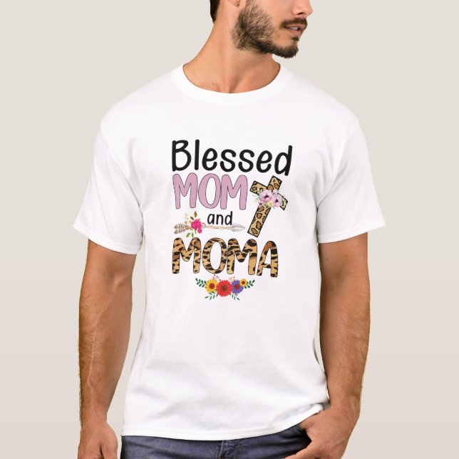 Camiseta Bendito Moma Leopard Mulher Floral Moma Mãe Da (Frente)