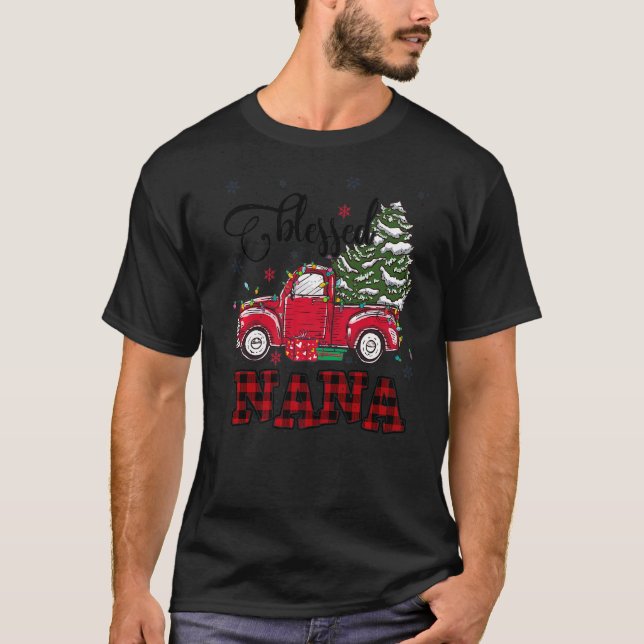 Camiseta Bendito Nana Christmas Family Lights Truck Red Tr (Frente)