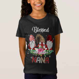 Camiseta Bendito Nana Christmas Leopard Buffalo Xadrez Gnom