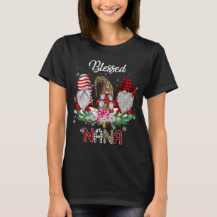 Camiseta Bendito Nana Christmas Leopard Buffalo Xadrez Gnom