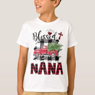 Camiseta Bendito Natal da xadrez Vermelha da Nana