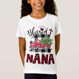 Camiseta Bendito Natal da xadrez Vermelha da Nana