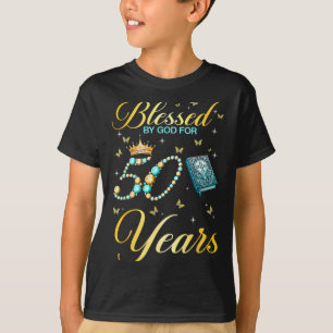 Camiseta Bendito Por Deus Por 50 Anos de Idade Cristão 50º