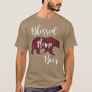 Camiseta Bendito Urso Vermelho Tartan Xadrez Divertido Avó