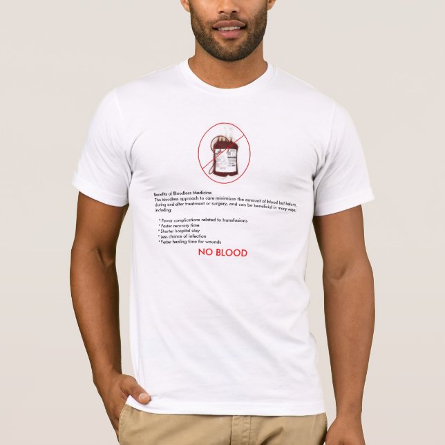 Camiseta Benefícios do t-shirt sem sangue da medicina (Frente)