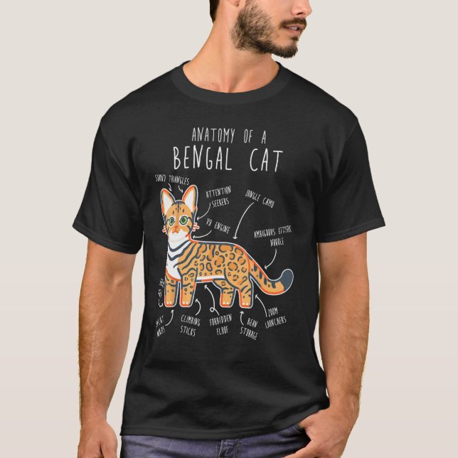 Camiseta Bengal Cat Anatomy  Cute Pet Bengal Mom Cat Dad (Frente)