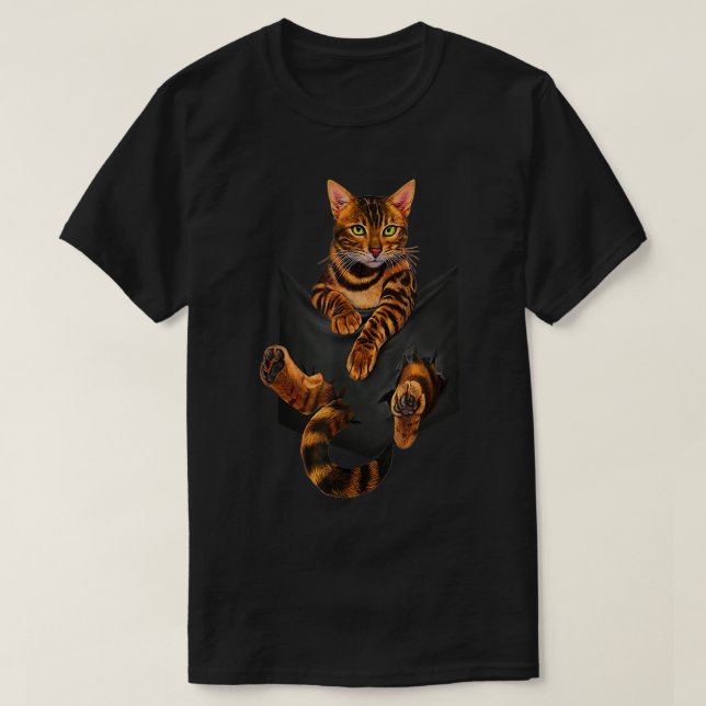 Camiseta Bengal cat pocket ripper pocket Bengal lover gift  (Frente do Design)