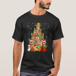 Camiseta Bengala Bonita Ornamento de Árvores de Natal Gato