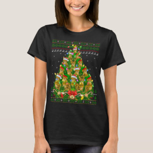 Camiseta Bengala Cat Xmas Lighting Tree Bengal Cat Ugly Chr