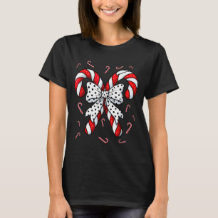 Camiseta Bengala de Natal Alegre e Brilhante Doce Vermelho