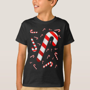 Camiseta Bengala de Natal Alegre e Brilhante Doce Vermelho