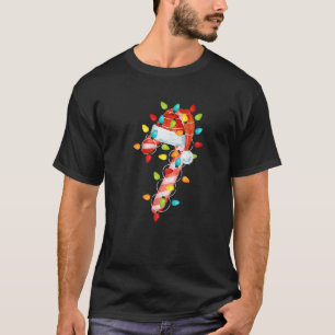 Camiseta Bengala de Natal Vermelha e Branca do Papai Noel M