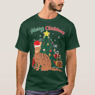 Camiseta Bengala Gato Árvore de Natal Flocos de Neve Presen