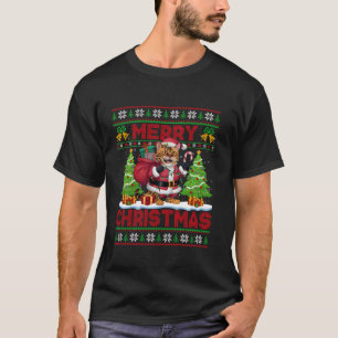Camiseta Bengala Gato Xmas Luzes Papais noeis Feias Bengala