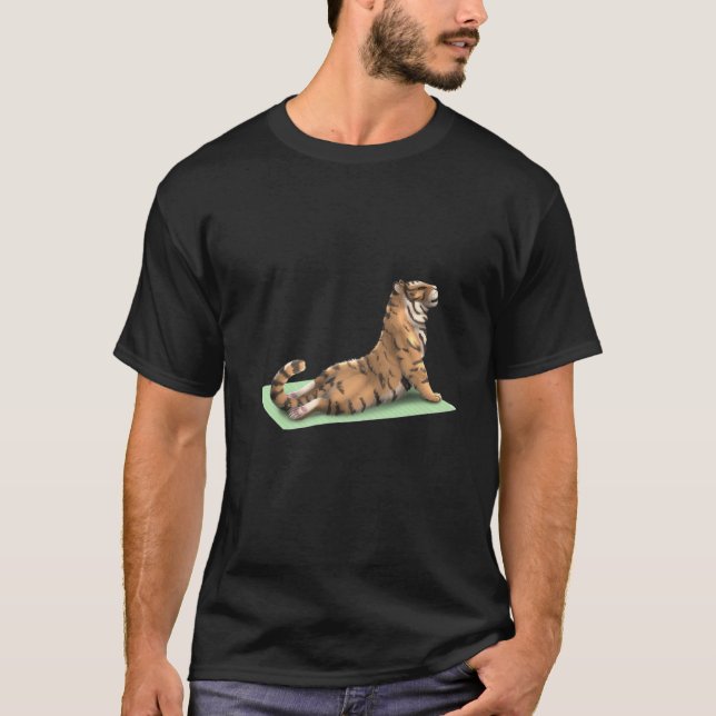 Camiseta Bengala Tiger Yoga Pose Meditação Zen Exer (Frente)