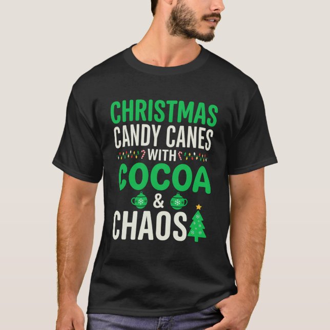 Camiseta Bengalas de Natal Cacau Caos Feriado (Frente)