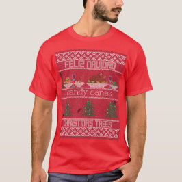 Camiseta Bengalas de Natal Feliznavidad e árvores de Natal