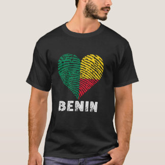 Camiseta Benim Bandeira Vintage Beninense Coração Marca de