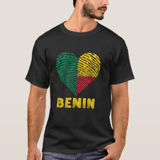 Camiseta Benim Coração Polegar Vintage Bandeira Beninense B