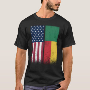 Camiseta Benin Beninese American Flags Orgulhosos EUA Benin