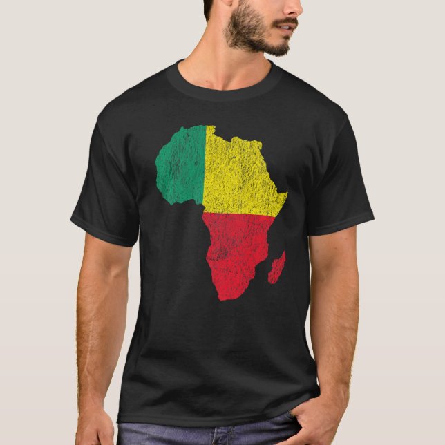 Camiseta Benin Flag Africa Continente Silhouette Gift for B (Frente)
