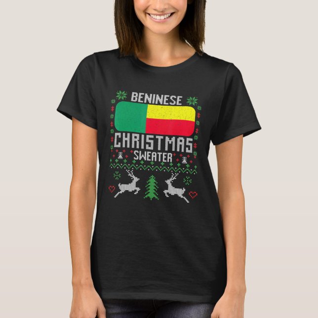 Camiseta Benin Flag Beninese Christmas Sweater (Frente)