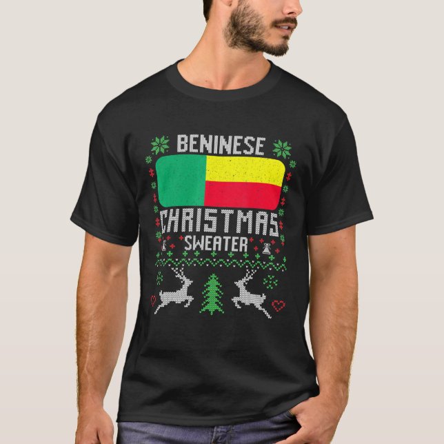Camiseta Benin Flag Beninese Christmas Sweater (Frente)
