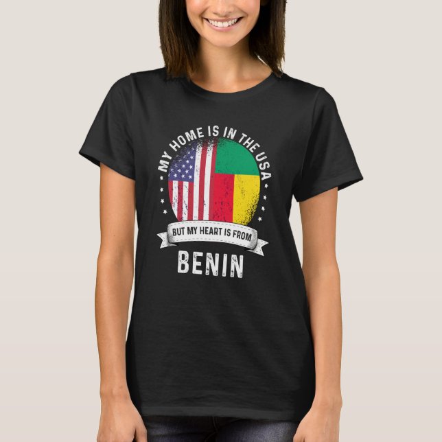 Camiseta Beninese American Patriot Grown Proud Home USA Fla (Frente)