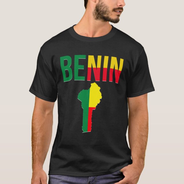 Camiseta Beninese  Benin Country Map Flag (Frente)