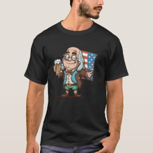 Camiseta Benjamin Franklin Bebendo Beer 4 De Julho American