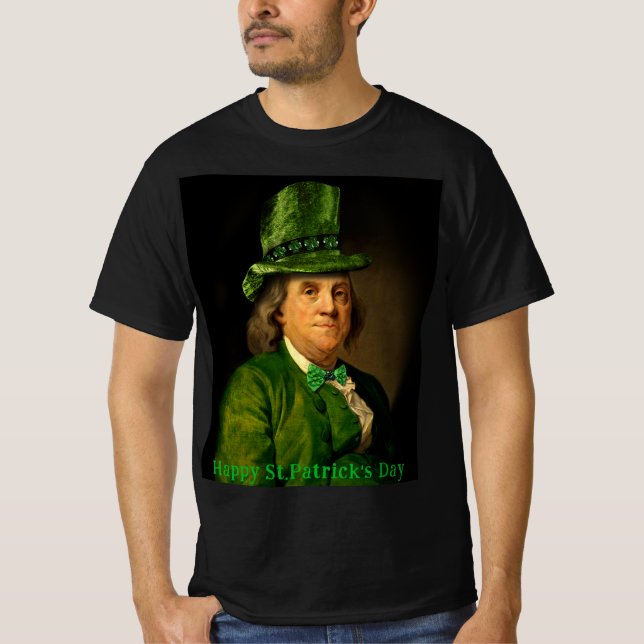 Camiseta Benjamin Franklin Clover St Patrick's Day (Frente)