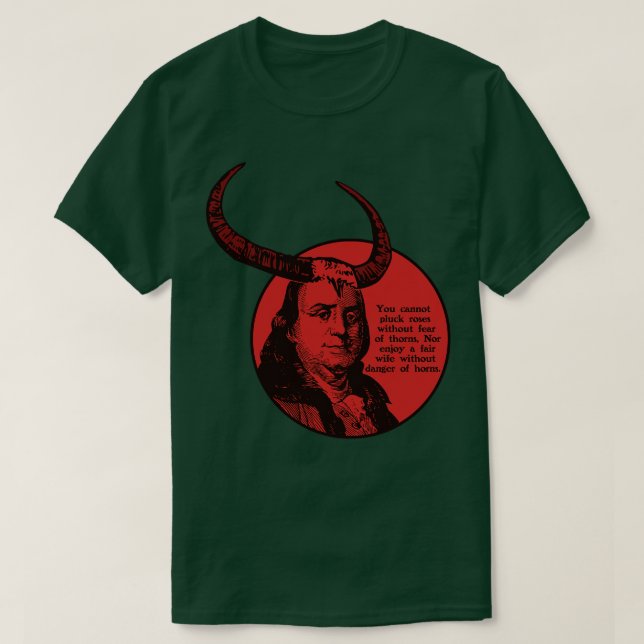 Camiseta Benjamin Franklin Danger of Horns (Frente do Design)