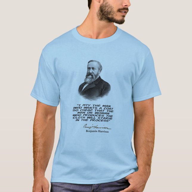 Camiseta Benjamin Harrison (23º Presidente dos EUA) cita T- (Frente)