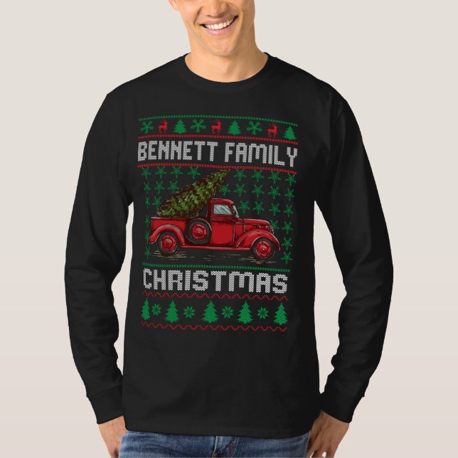 Camiseta Bennett Family Ugly Christmas Sweater Red Truck Fu (Frente)