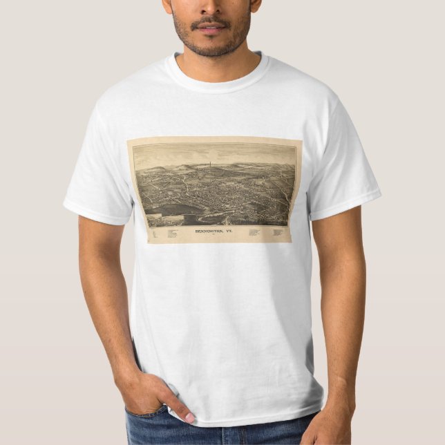Camiseta Bennington, VT Vintage Map (Frente)